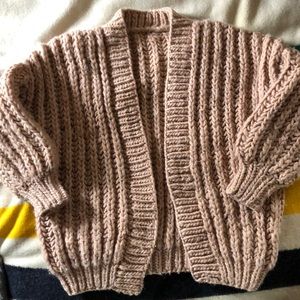 Beige ultra chunky hand knit oversized cardigan
